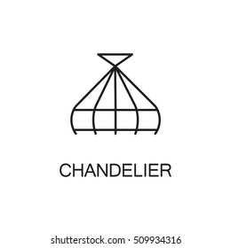 Chandelier flat icon. High quality outline pictogram of element for interior. Vector line illustration of chandelier for web design or mobile app. Button and symbol for design visit card, logo.