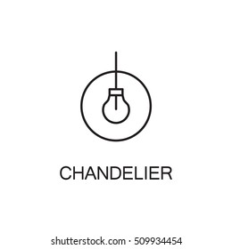 Chandelier flat icon. High quality outline pictogram of element for interior. Vector line illustration of chandelier for web design or mobile app. Button and symbol for design visit card, logo.