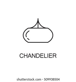 Chandelier flat icon. High quality outline pictogram of element for interior. Vector line illustration of chandelier for web design or mobile app. Button and symbol for design visit card, logo.