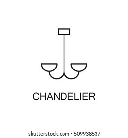 Chandelier flat icon. High quality outline pictogram of element for interior. Vector line illustration of chandelier for web design or mobile app. Button and symbol for design visit card, logo.