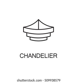 Chandelier flat icon. High quality outline pictogram of element for interior. Vector line illustration of chandelier for web design or mobile app. Button and symbol for design visit card, logo.