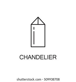 Chandelier flat icon. High quality outline pictogram of element for interior. Vector line illustration of chandelier for web design or mobile app. Button and symbol for design visit card, logo.