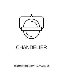 Chandelier flat icon. High quality outline pictogram of element for interior. Vector line illustration of chandelier for web design or mobile app. Button and symbol for design visit card, logo.