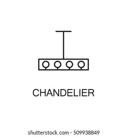 Chandelier flat icon. High quality outline pictogram of element for interior. Vector line illustration of chandelier for web design or mobile app. Button and symbol for design visit card, logo.
