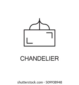 Chandelier flat icon. High quality outline pictogram of element for interior. Vector line illustration of chandelier for web design or mobile app. Button and symbol for design visit card, logo.