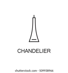 Chandelier flat icon. High quality outline pictogram of element for interior. Vector line illustration of chandelier for web design or mobile app. Button and symbol for design visit card, logo.