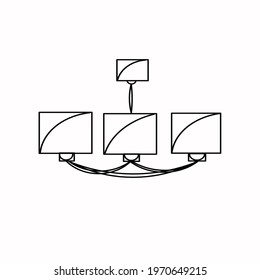 Chandelier, floor lamp, lamp, table lamp. Part of a set of furniture and interior accessories. Isolated vector objects.