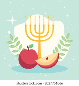 Kronleuchter und Früchte Hashanah