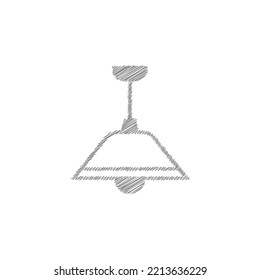 Chandelier grey sketch vector icon. Detailed chandelier flat icon can be used for web and mobile