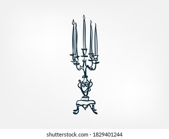 chandelier halloween stuff vector single one line isolated design element
