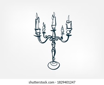 chandelier halloween stuff vector single one line isolated design element