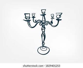 chandelier halloween stuff vector single one line isolated design element