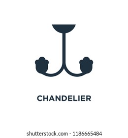 Chandelier icon. Black filled vector illustration. Chandelier symbol on white background. Can be used in web and mobile.