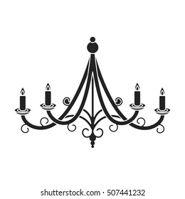 Chandelier icon in black style isolated on white background. Light source symbol stock vector illustration