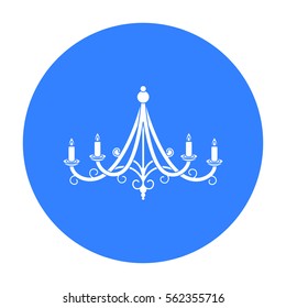 Chandelier icon in black style isolated on white background. Light source symbol stock vector illustration