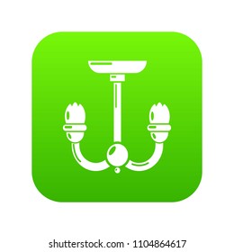 Chandelier icon green vector isolated on white background