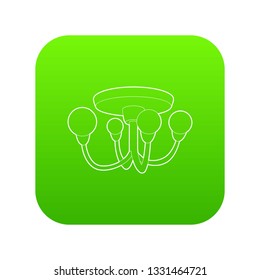 Chandelier icon green vector isolated on white background