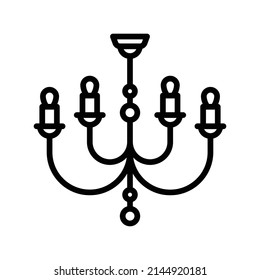 Chandelier Icon. Line Art Style Design Isolated On White Background