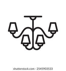 Chandelier icon line vector design template in trendy style