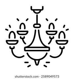 Chandelier icon in linear style 