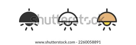 Chandelier icon on light background. Ceiling lamp symbol. Light, interior, illuminate, signs. Outline, flat, and colored style. Flat design. 