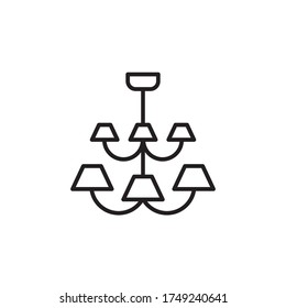 chandelier icon outline vector. isolated on white background