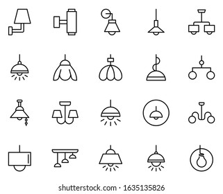 Chandelier  icon set. Collection of high-quality black outline logo for web site design and mobile apps. Vector illustration on a white background.