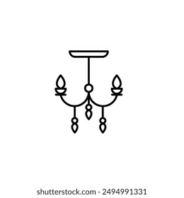 Chandelier icon in thin line style Vector illustration graphic design 