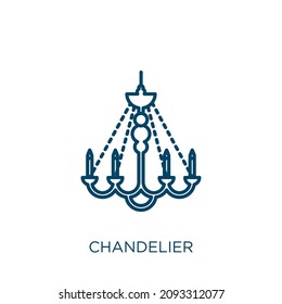 chandelier icon. Thin linear chandelier outline icon isolated on white background. Line vector chandelier sign, symbol for web and mobile