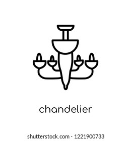 chandelier icon. Trendy modern flat linear vector chandelier icon on white background from thin line Furniture and household collection, outline vector illustration