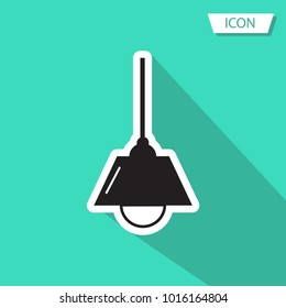 Chandelier icon vector isolated on green  background.
