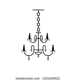 Chandelier icon vector. Chandelier line icon. Hanging ceiling lamp light for home appliance indoor furniture. Vector illustration isolated on white background