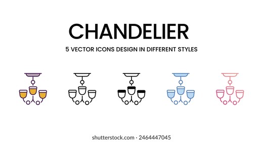 Kronleuchter-Icons in verschiedenen Stil Vektorgrafik Stock Illustration
