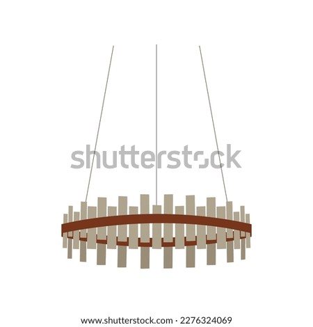 Chandelier isolated on white background. Ceiling light round pendant light fixture. Gold metal hanging lights. Pendant sconce lighting lamp. Vector