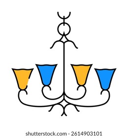 chandelier lamp ceiling line icon vector. chandelier lamp ceiling sign. isolated symbol illustration