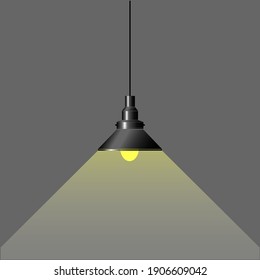 Chandelier with lamp hanging for modern interior. Flat Vector illustration. 