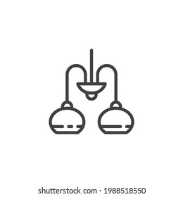 Chandelier lamp line icon. linear style sign for mobile concept and web design. Ceiling lamp outline vector icon. Symbol, logo illustration. Vector graphics