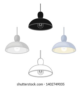 Chandelier with light bulb. The light in the bar. Pub single icon in cartoon,black style vector symbol stock illustration.