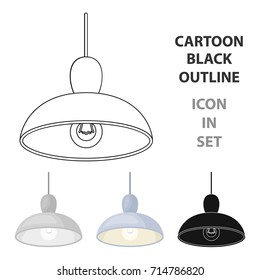 Chandelier With Light Bulb. The Light In The Bar. Pub Single Icon In Cartoon Style Vector Symbol Stock Illustration.