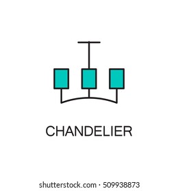Chandelier line icon. High quality pictogram of home's furniture. Outline vector symbol for design website or mobile app. Thin line sign of chandelier for logo, visit card, etc.