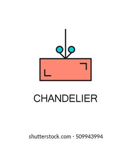 Chandelier line icon. High quality pictogram of home's furniture. Outline vector symbol for design website or mobile app. Thin line sign of chandelier for logo, visit card, etc.