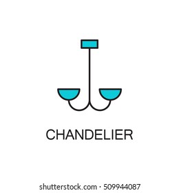Chandelier line icon. High quality pictogram of home's furniture. Outline vector symbol for design website or mobile app. Thin line sign of chandelier for logo, visit card, etc.
