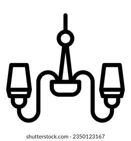 Chandelier line icon. Lamp vector illustration isolated on white. Decorative electric light outline style designed for and app.
