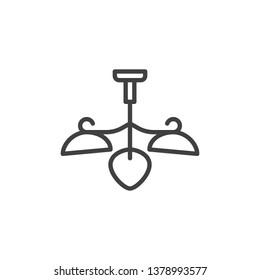 Chandelier line icon. linear style sign for mobile concept and web design. Ceiling lamp outline vector icon. Symbol, logo illustration. Pixel perfect vector graphics