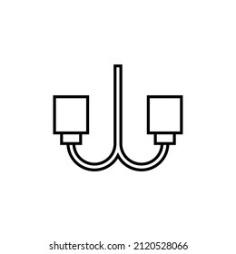 Icono de línea de candelabro, logotipo de contorno vectorial aislado en fondo blanco