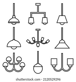 Chandelier line icon, vector outline logo isolated on white background