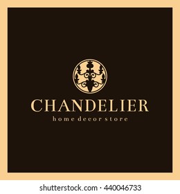 Chandelier Luxury Decor Logo, Vorlage für Vektorelemente