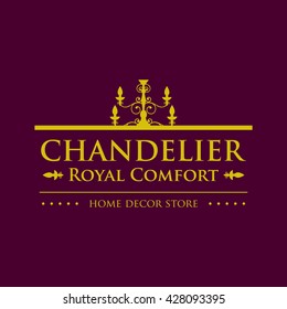 Chandelier Luxury Vintage Elegant Logo, Home Decor Store, Hotel, Möbel, Dekoration, Mode-Unternehmen oder für alle anderen Luxus-verbundenen Unternehmen.