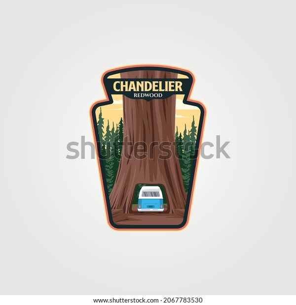 chandelier national park vintage
logo vector symbol illustration design, big tree label badge
design