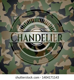 Chandelier on camo pattern. Vector Illustration. Detailed.